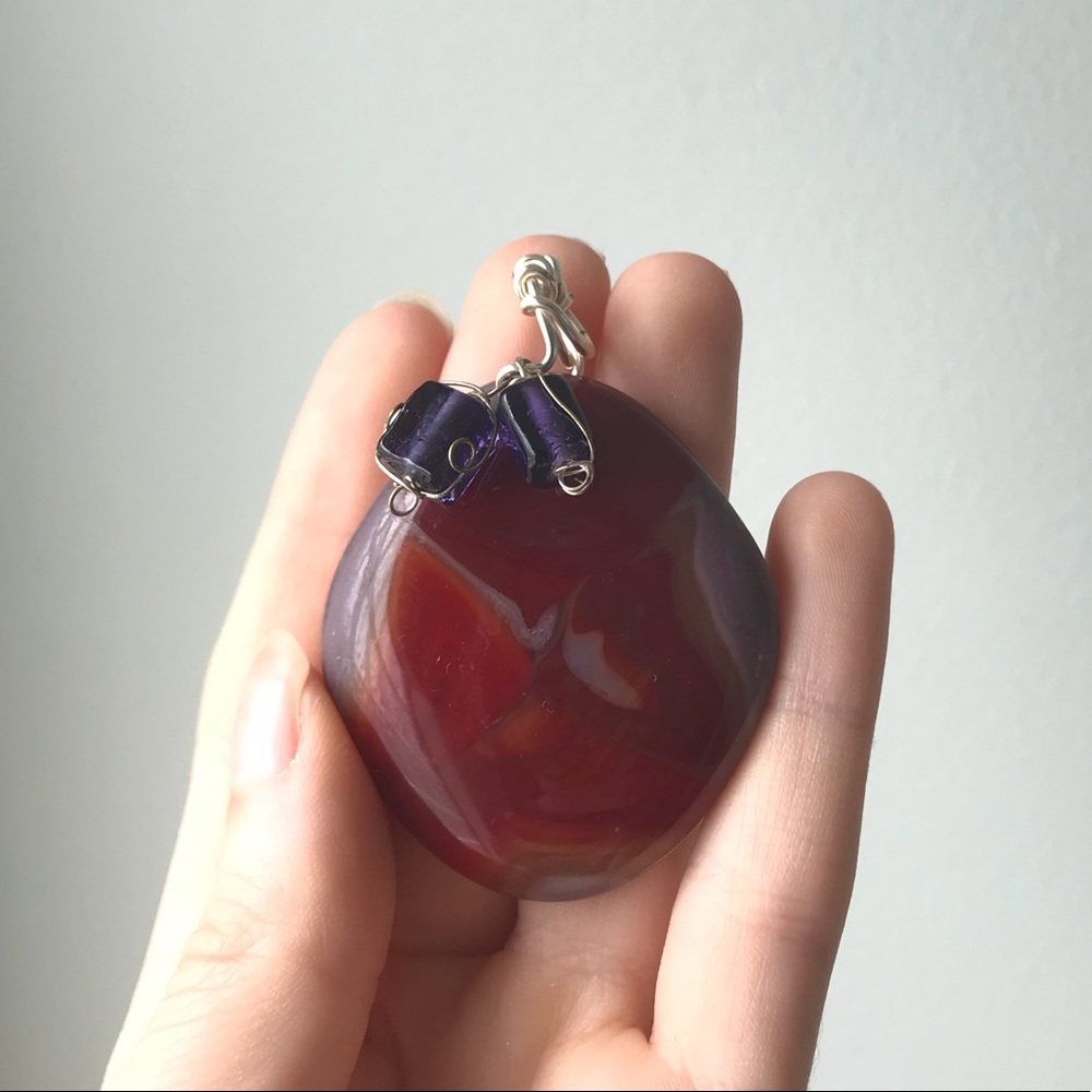 Beautiful Handmade Red and Purple Pendant
